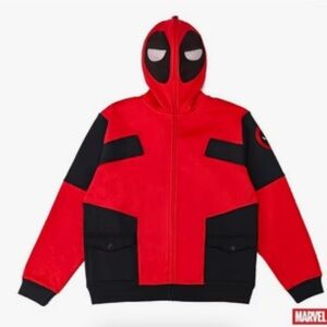 NWT Geeknet Marvel Deadpool Red and Black Cosplay Hoodie Sweater 2XL XL